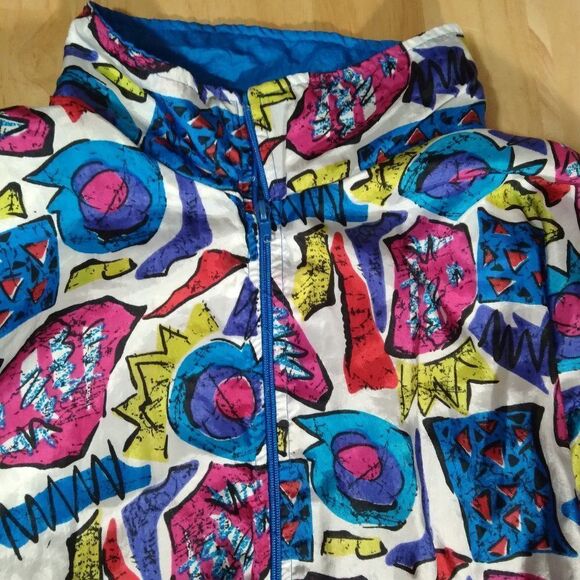 Vintage Lady Lavon Abstract Geometric Pattern Windbreaker - Picture 4 of 7
